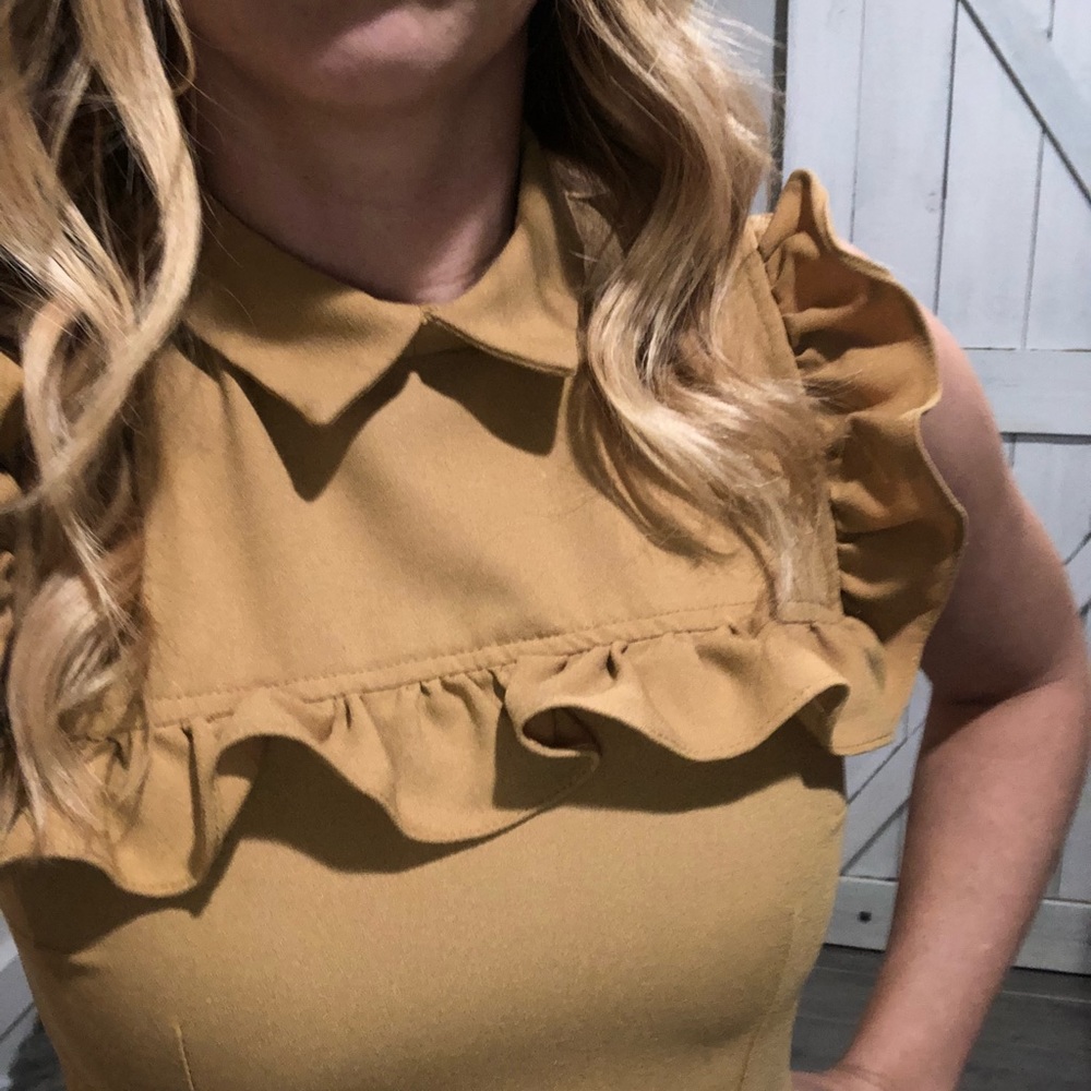 Mustard color collared dress